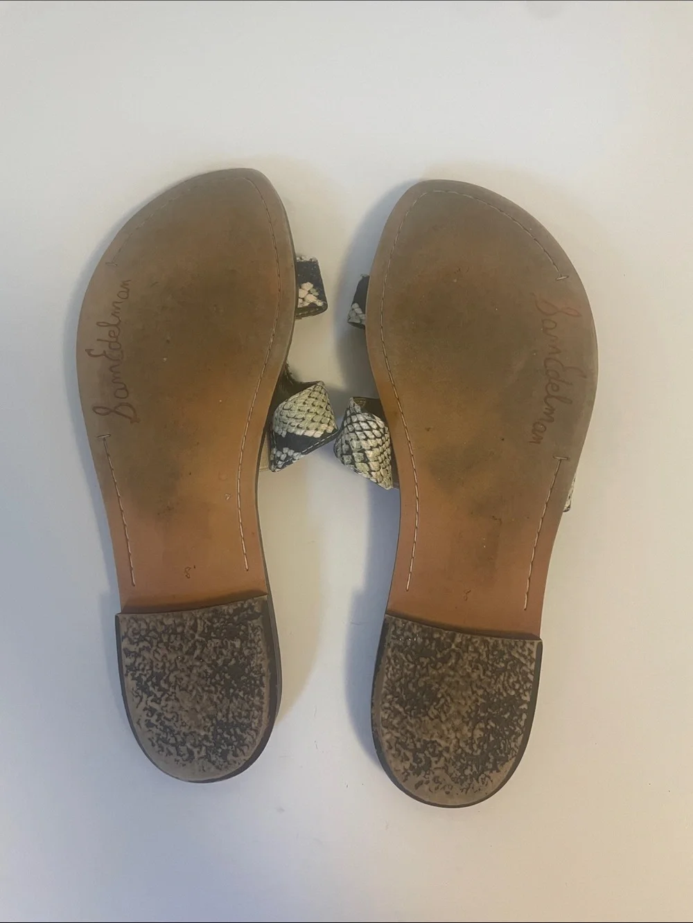 Sam Edelman Gala Green Snake Print Slide Sandals Women’s Size 8 - Picture 6 of 9